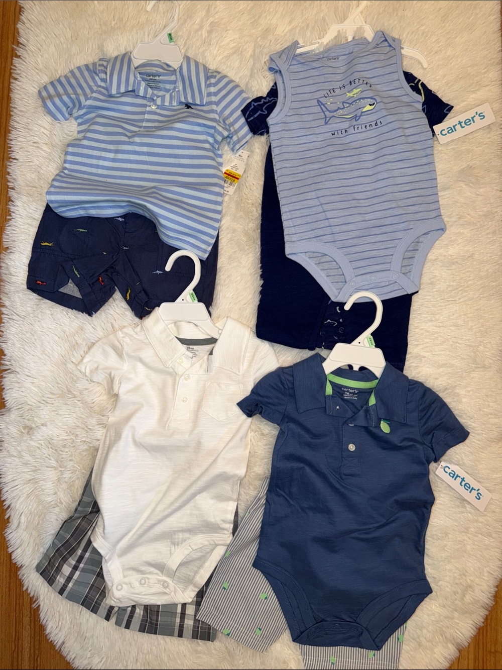 NWT 18mos Carter's Blue & White Baby Boy Polo and Shorts Bundle